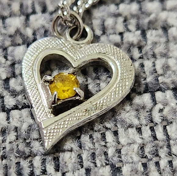 Sterling Silver Hear with Crystal Necklace - Picture 12 of 14